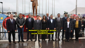 MARMARİS’TE CUMHURİYET BAYRAMI KUTLAMALARI ÇELENK SUNUMUYLA BAŞLADI